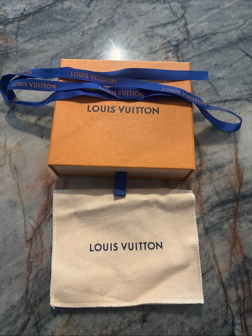Louis Vuitton Orange and Blue Small Accessory Box with Ribbon and Dust Bag